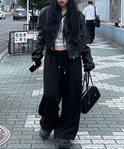 クロップレザージャケット BLACK