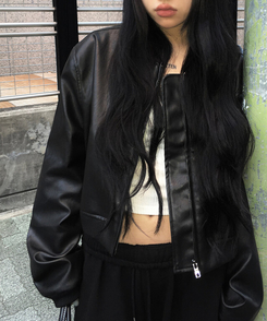 クロップレザージャケット BLACK