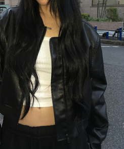クロップレザージャケット BLACK