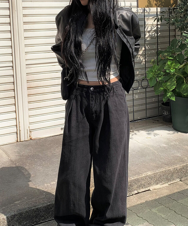 クロップレザージャケット BLACK