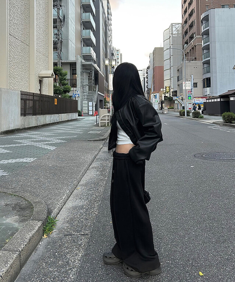 クロップレザージャケット BLACK