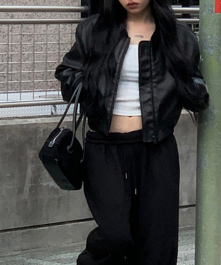 クロップレザージャケット BLACK