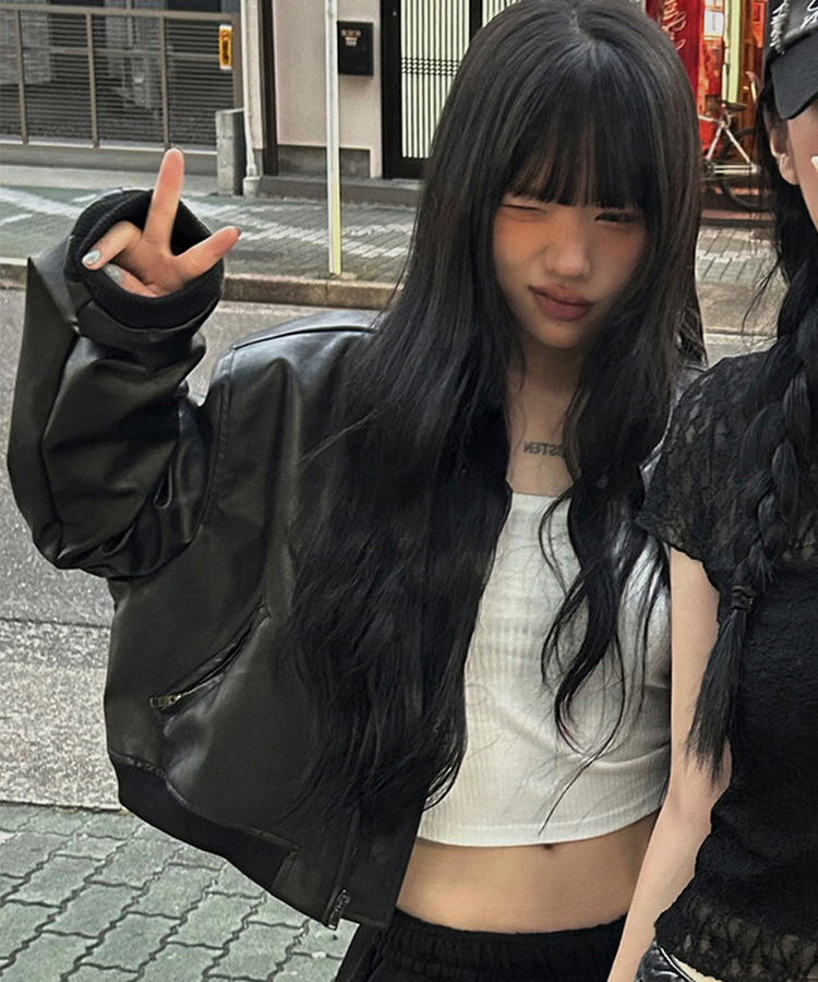 クロップレザージャケット BLACK