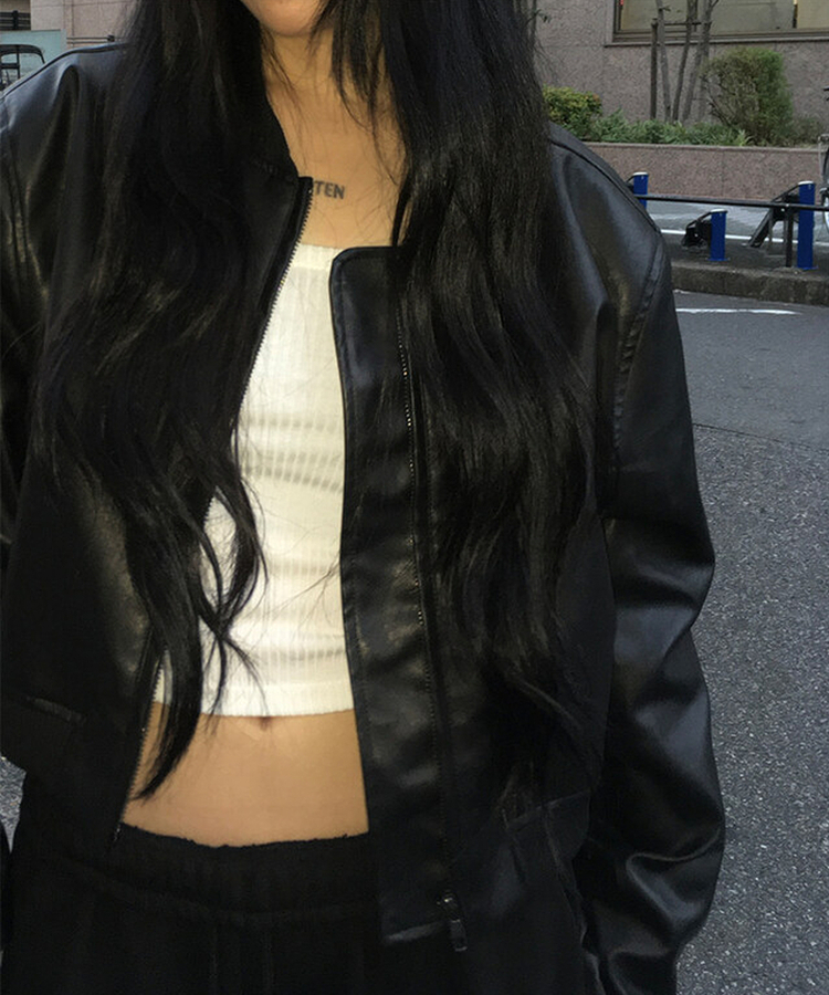 クロップレザージャケット BLACK
