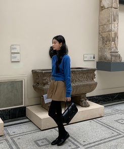 ラウンドネックカーディガン BLUE