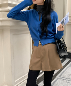 ラウンドネックカーディガン BLUE