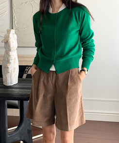 ラウンドネックカーディガン GREEN