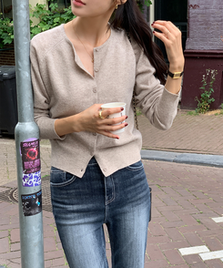 ラウンドネックカーディガン OATMEAL