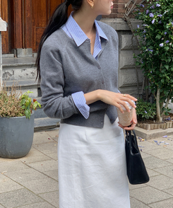 ラウンドネックカーディガン CHARCOAL