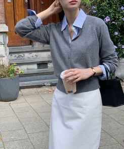 ラウンドネックカーディガン CHARCOAL