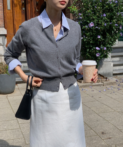 ラウンドネックカーディガン CHARCOAL