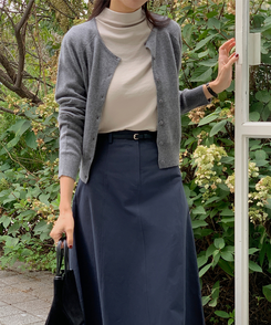 ラウンドネックカーディガン CHARCOAL