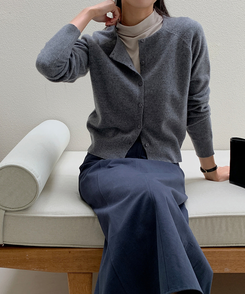 ラウンドネックカーディガン CHARCOAL