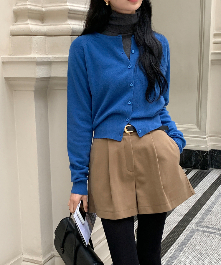 ラウンドネックカーディガン BLUE