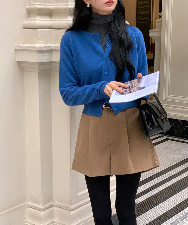 ラウンドネックカーディガン BLUE