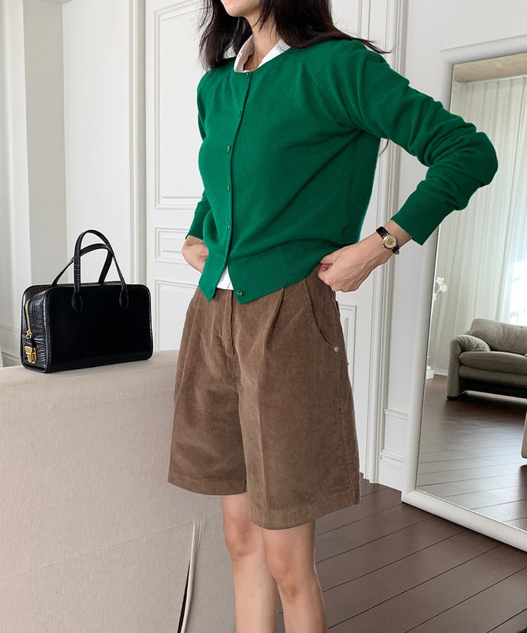 ラウンドネックカーディガン GREEN