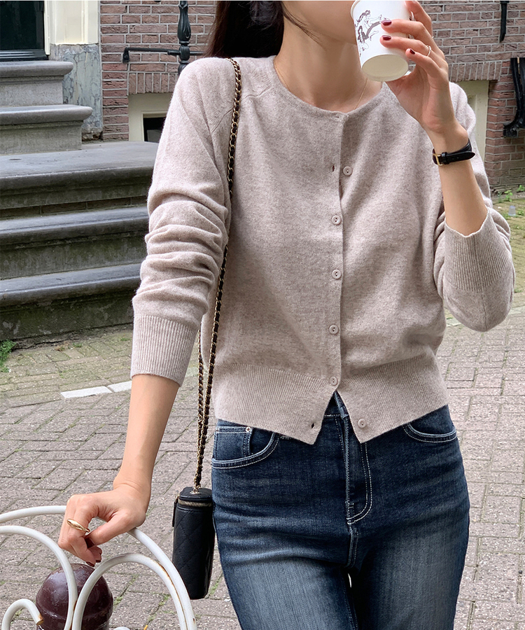 ラウンドネックカーディガン OATMEAL