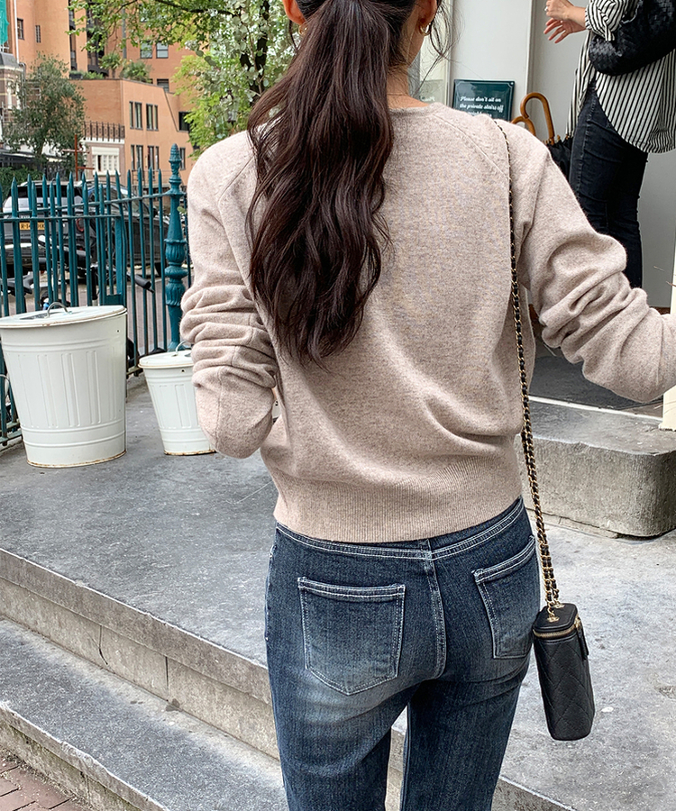 ラウンドネックカーディガン OATMEAL