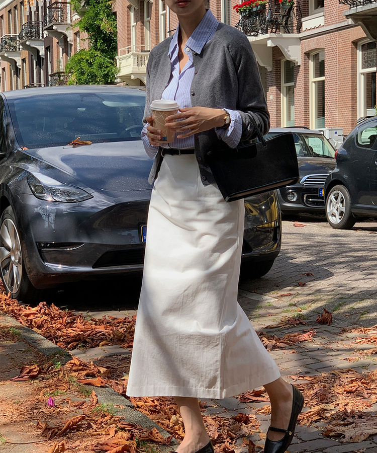 ラウンドネックカーディガン CHARCOAL