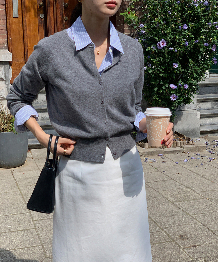 ラウンドネックカーディガン CHARCOAL