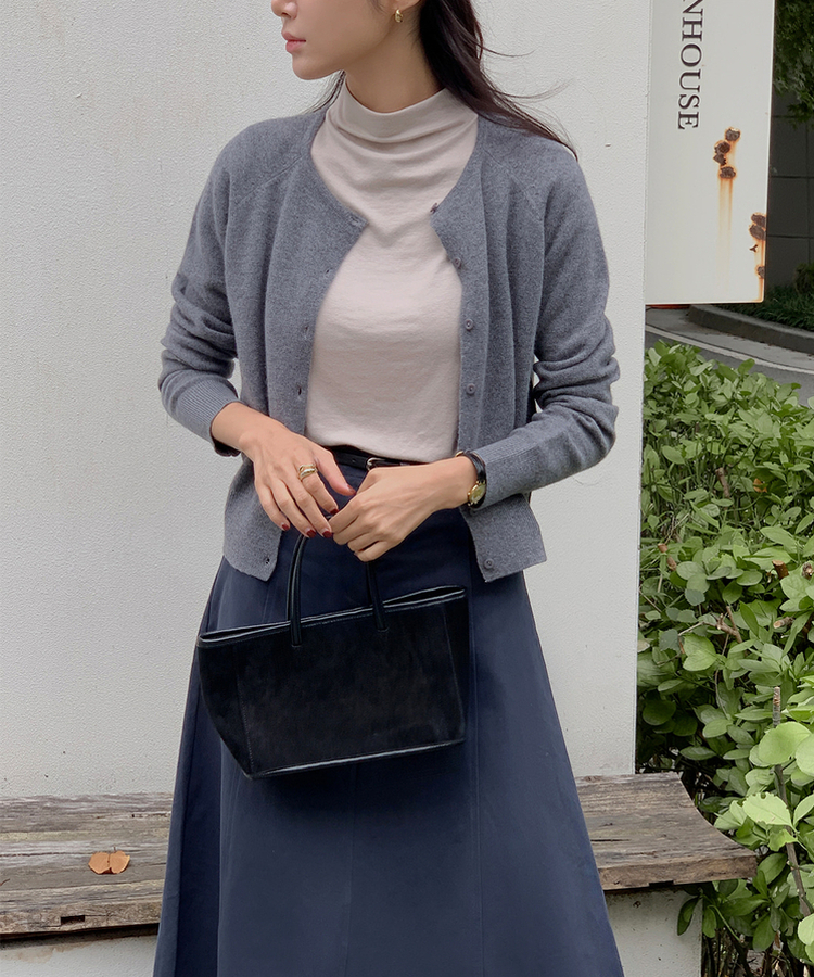 ラウンドネックカーディガン CHARCOAL