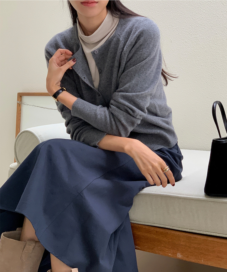 ラウンドネックカーディガン CHARCOAL