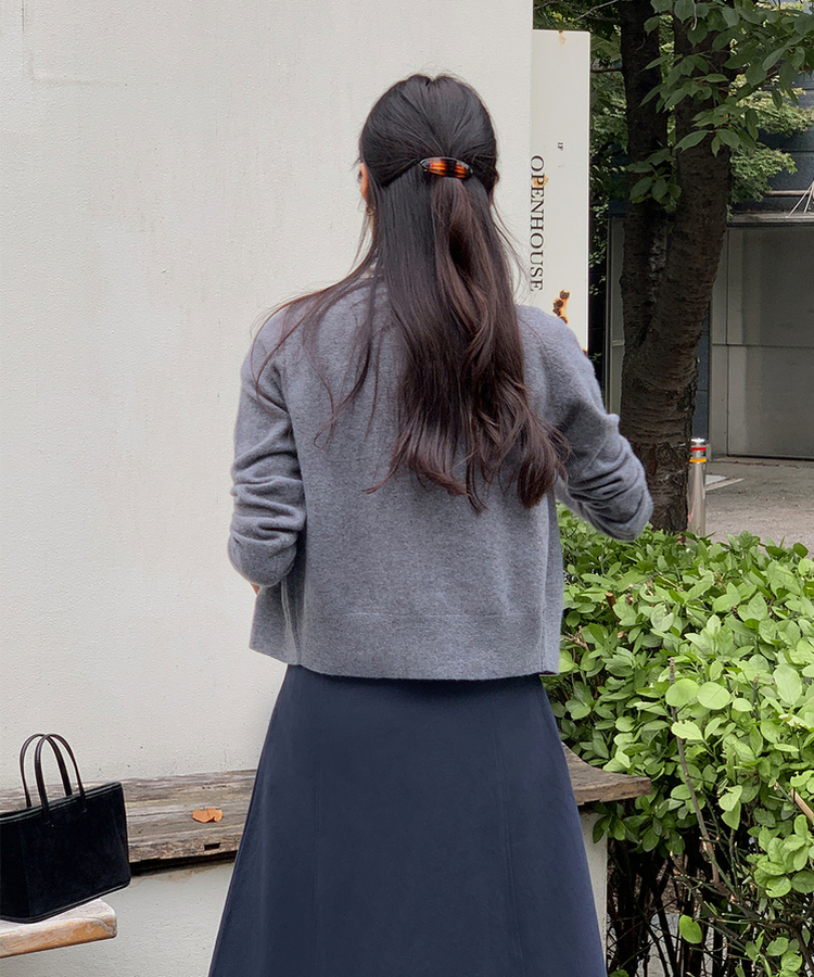 ラウンドネックカーディガン CHARCOAL