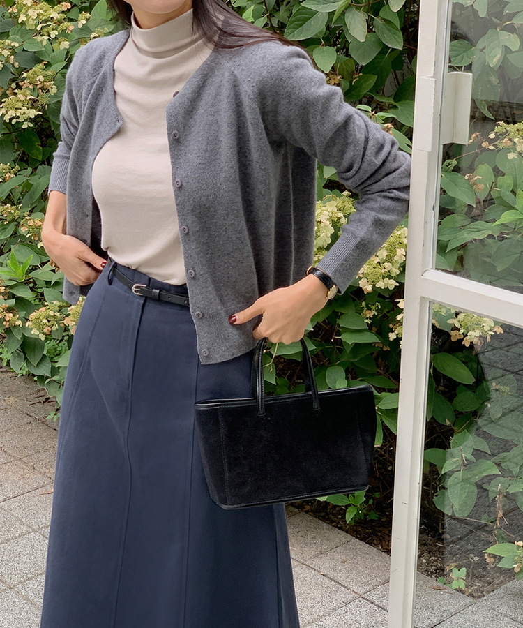 ラウンドネックカーディガン CHARCOAL