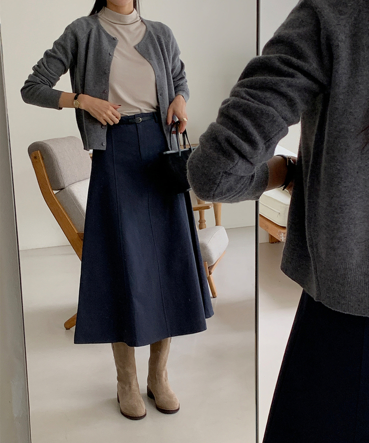 ラウンドネックカーディガン CHARCOAL