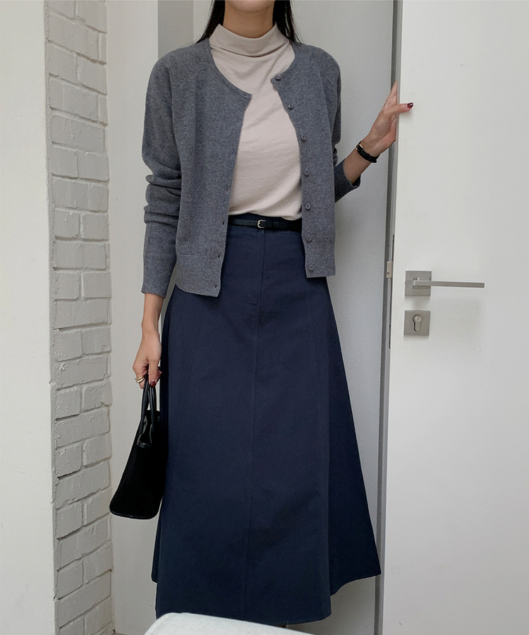 ラウンドネックカーディガン CHARCOAL