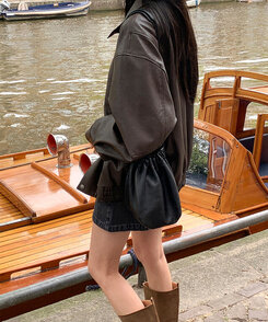 レザーオーバーフィットジャケット BROWN