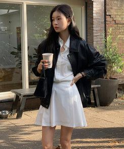 レザーオーバーフィットジャケット BLACK