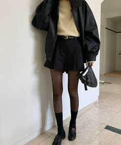 レザーオーバーフィットジャケット BLACK