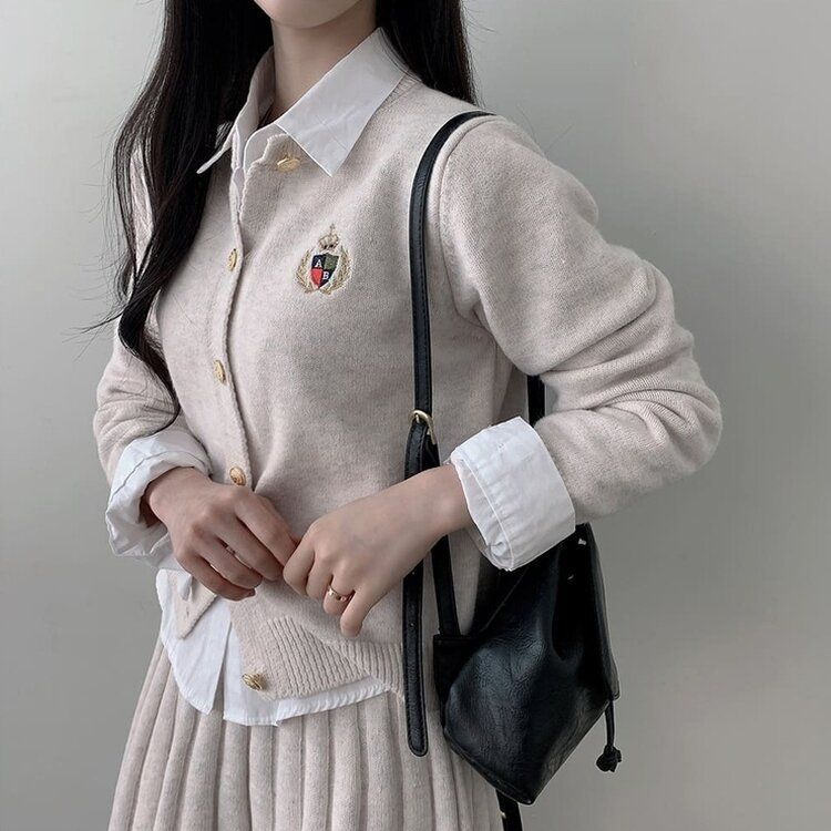 SOP26226 【SET】刺繍ニットカーディガン バンディングプリーツ