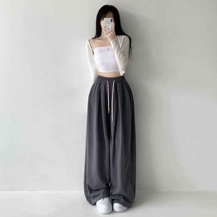 윈드 허리 밴딩 앞핀턱 사이드핀턱 폴딩 밴딩 와이드 하이웨스트 로우라이즈 트레이닝 팬츠 바지 키작녀 키큰녀 빅사이즈 남녀공용 하비추천 사계절 차콜