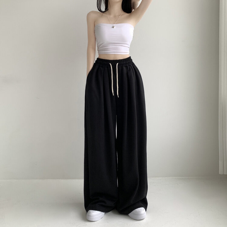 윈드 허리 밴딩 앞핀턱 사이드핀턱 폴딩 밴딩 와이드 하이웨스트 로우라이즈 트레이닝 팬츠 바지 키작녀 키큰녀 빅사이즈 남녀공용 하비추천 사계절 블랙