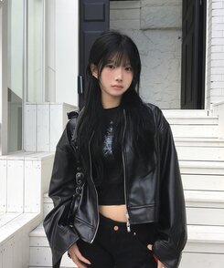 カラーレザーブルゾンジップアップジャケット｜ジャケット｜韓国