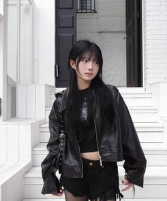 カラーレザーブルゾンジップアップジャケット｜ジャケット｜韓国