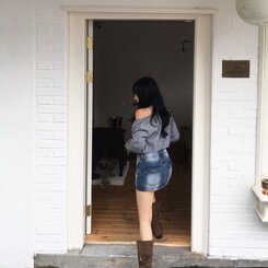 ミニスカート ローライズデニムミニスカート BLUE