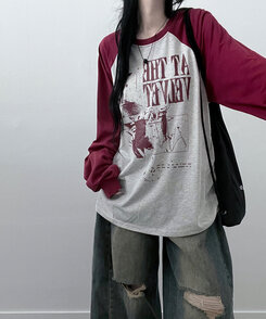 ラグランオーバーフィット長袖Tシャツ OATMEAL