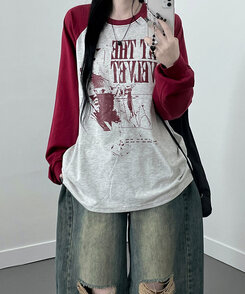 ラグランオーバーフィット長袖Tシャツ OATMEAL