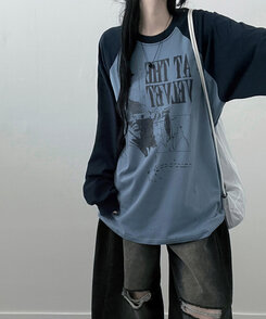 ラグランオーバーフィット長袖Tシャツ SKY BLUE