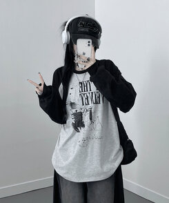 ラグランオーバーフィット長袖Tシャツ WHITE OATMEAL