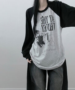 ラグランオーバーフィット長袖Tシャツ WHITE OATMEAL