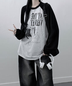 ラグランオーバーフィット長袖Tシャツ WHITE OATMEAL