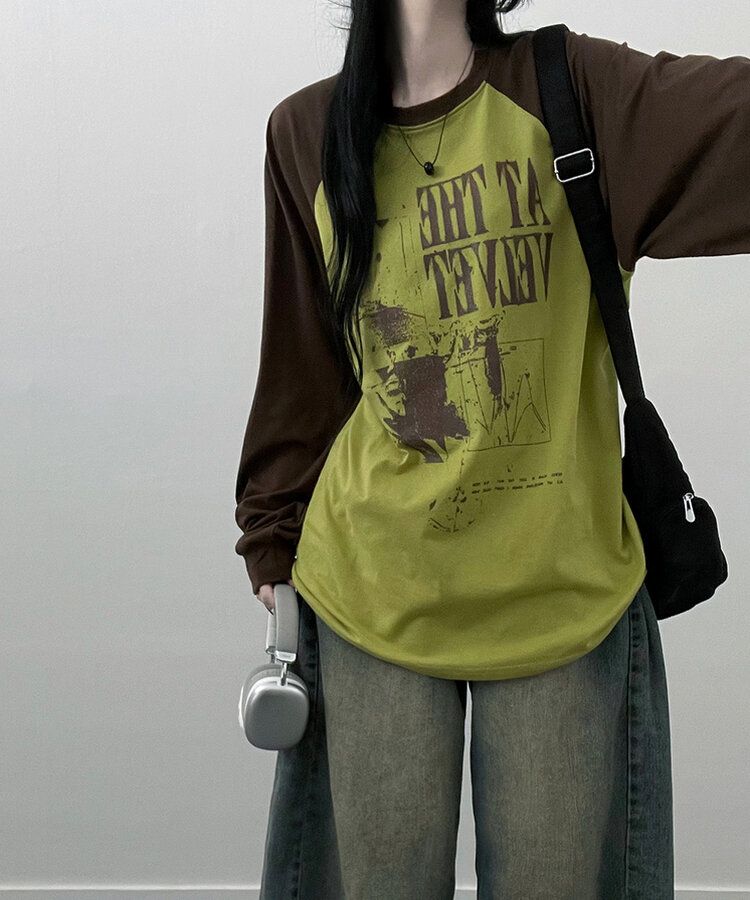 ラグランオーバーフィット長袖Tシャツ OLIVE