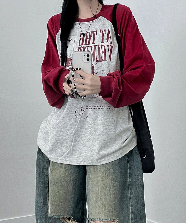 ラグランオーバーフィット長袖Tシャツ OATMEAL