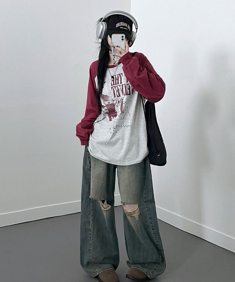 ラグランオーバーフィット長袖Tシャツ OATMEAL