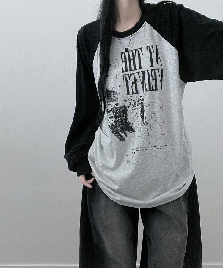 ラグランオーバーフィット長袖Tシャツ WHITE OATMEAL