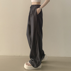 ピンタックバンディングワイドロングスラックスパンツ GRAY